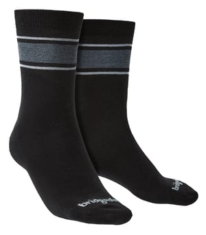 Bridgedale - Mens Liner Base Layer Merino Socks - Black / Lt Grey