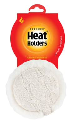 Heat Holders - Ladies Winter Warm Knitted Ear Muffs | Faux Fur | Cold Weather - Cream