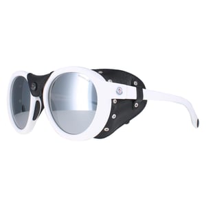 Moncler ML0046 21C wit zwart leer grijs zilver spiegel zonnebril