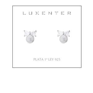 Luxenter Theria 925 Sterling Zilver en Witte Parel Gerhodineerd Oorbellen