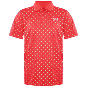 Under Armour Short Sleeve Collared Red/White Kids Poppy Polo Shirt 1364426 690