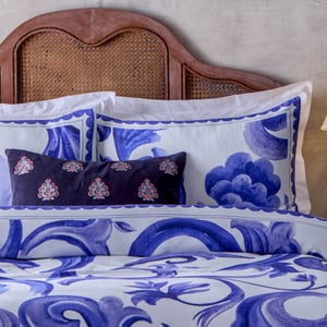 Paoletti Azzurro Printed Cotton Pillow Case Pair