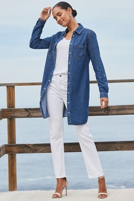 Dark Indigo Denim Relaxed Fit Longline Shirt