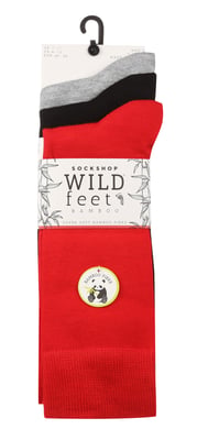 Wild Feet - 3 Pack Mens Breathable Plain Coloured Bamboo Socks