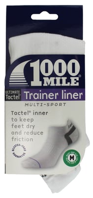 1000 Mile - Mens Ultimate Low Cut Double Layer Moisture Wicking Trainer Socks - White