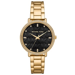 Michael Kors MK4593 Pyper Zwart MK Horloge met Patroon voor dames