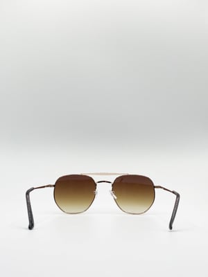 Double Bridge Metal Sunglasses With Gradient Lenses