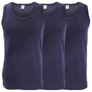 FLOSO Mens Interlock Single Vest (Pack Of 3) (Navy)