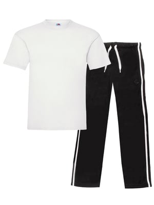 Enzo | Mens T-Shirt & Pants Loungewear Set - White/Black