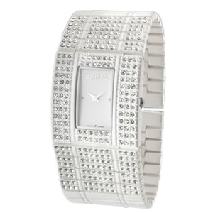 Haurex italy: honey women's watch - white dial, pvd white ss bracelet w swarovski