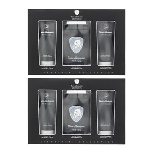 Lamborghini Mitico Eau De Toilette 125ml, Shower Gel + Aftershave Balm Set x 2