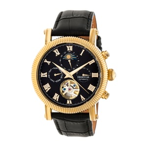 Heritor automatisch Winston semi-skelet lederen band horloge