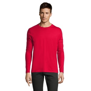 SOLS Heren Imperial Katoenen T-shirt met lange mouwen (Rood)