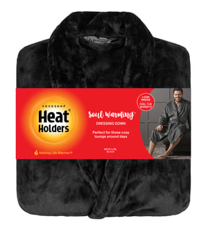 Heat Holders - Mjuk och varm morgonrock för män - Svart
