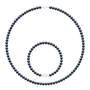 Set Necklace Bracelet is made up of : Necklace of Real Cultured Freshwater Pearls Round 4-5 mm