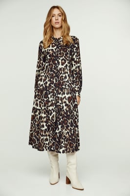 Jurk met dierenprint en knoopdetail