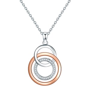 Necklace with pendant sterling silver bicolor zirconia white Rafaela Donata