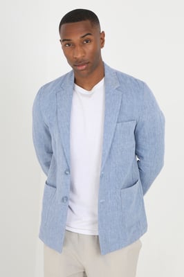 Light Blue 'Cambridge' Button Through Chambray Blazer