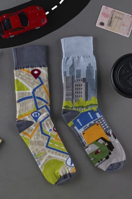 SPOX SOX - Mens & Ladies Mismatched Novelty Odd Socks - Big City Life