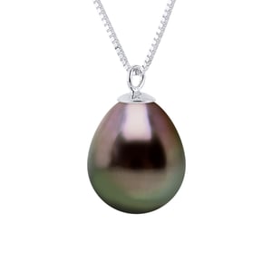 Ketting gekweekte parel TAHITI 9-10 mm Pear White Gold Chain