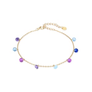 Luxenter Sterling zilveren 925 armband met Multicolour Zirkonia afgewerkt in 18K geel goud - Rolcon