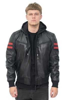 Heren Leren Hooded Retro Bomberjack - Skopje