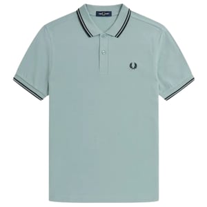 Fred Perry zwart lichtblauw poloshirt met dubbele getipte kraag