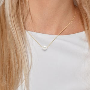 Ketting Freshwater Pearl White Round 11-12 mm Chain Convict 18K Yellow Gold