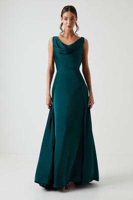 Cowl Neck A-line Satin Bridesmaids Dress