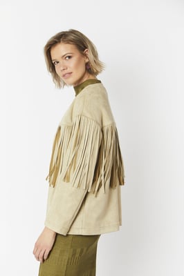 Faux Suede Jacket with Tassels Shimmer