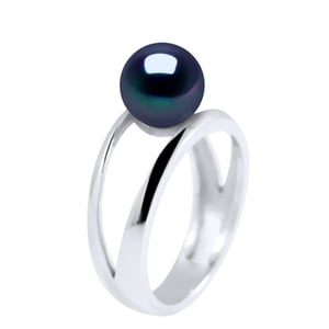 Rush Ring zoetwaterparels Button 7-8mm Black Or White