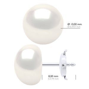 Oorbellen van Geel Goud 375 en Echte Gevoerde Zoetwaterparels Knop 10-11 mm