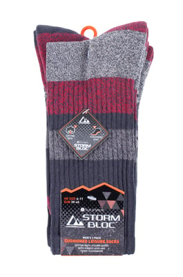 Storm Bloc - 3 Pack Mens Padded Sole Anti Blister Lightweight Breathable Cotton Walking Hiking Socks for Summer