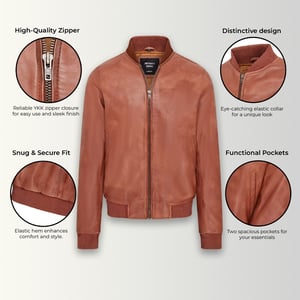 Heren zacht leer MA-1 Varsity bomberjack
