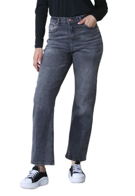 MYT Dames Wide Leg High Waisted Jeans in Zwart