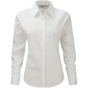 Russell Collection Mens Long Sleeve Easy Care Oxford Shirt (White)