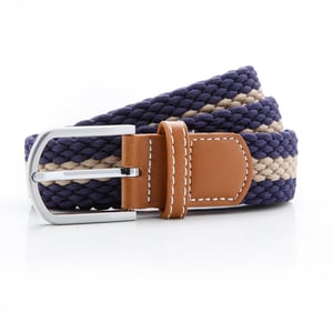 Asquith & Fox Heren Twee Kleurige Gestreepte Braid Stretch Riem (Marineblauw/Khaki)