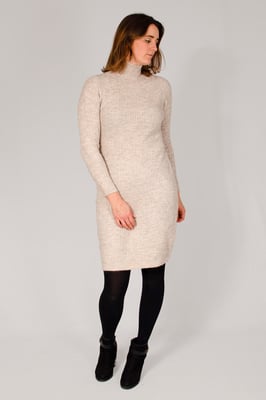 Ribbed High Neck Jumper Dress