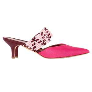 Malone Souliers Woven Maisie Sandals in Pink Raffia