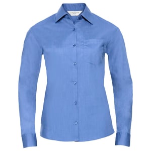 Russell Collection Womens/Ladies Poplin Easy-Care Long-Sleeved Formal Shirt (Corporate Blue)