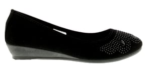 Platino Womens Shoes Wedges Diamante Tasha 2 Slip On black