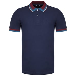 Ben Sherman Gestreepte Kraag Heren Navy Poloshirt