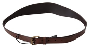 PLEIN SUD Women's Brown Leather Gold Metal Buckle Belt