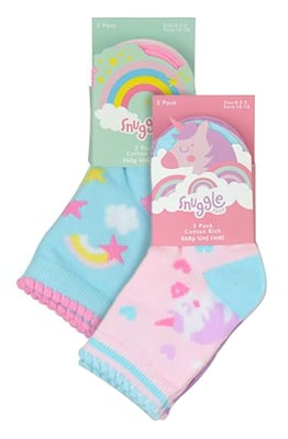 Baby Girls Unicorn Design Socks | 6 par Multipack | Sock Snob | Mjuka bomullsstrumpor - Enhörning