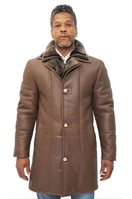 Varm shearling fårskinn läderrock för herrar-Florence