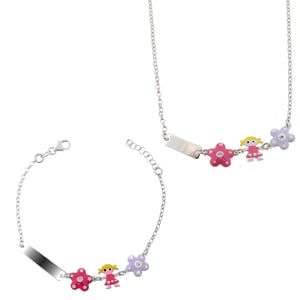 Orphelia 'Dahlia' Kinder 925 Sterling Zilveren Set: Armband + Colier - Zilver SET-7147