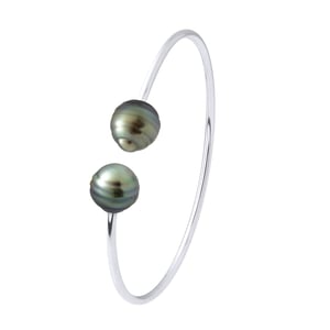 Armband - Zilver 925 - 2 Echte GeCultiveerde Tahiti Parel Circled 9-10 mm