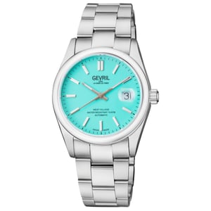 Gevril Men's Automatic West Village Swiss Automatic Sellita SW200 Tiffany Green Dial Stainless Steel Bracelet