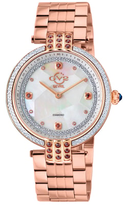 GV2 Women's Matera 12804B Swiss Quartz Dimaond White MOP Dial Watch