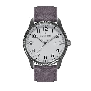 Elevon Crosswind-horloge met leren band en canvasbekleding met datum